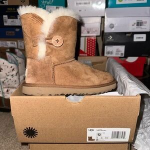 UGG Kids Brown Boots with Cream Fur